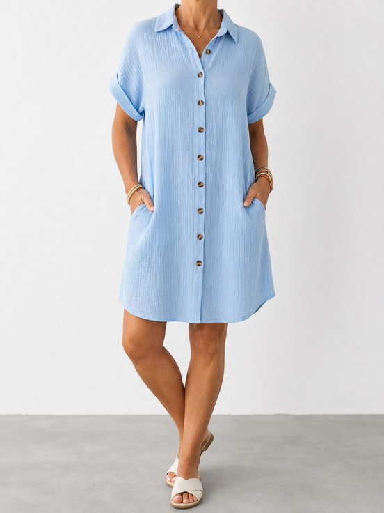 Brisa | Vestido corto de manga corta con cuello