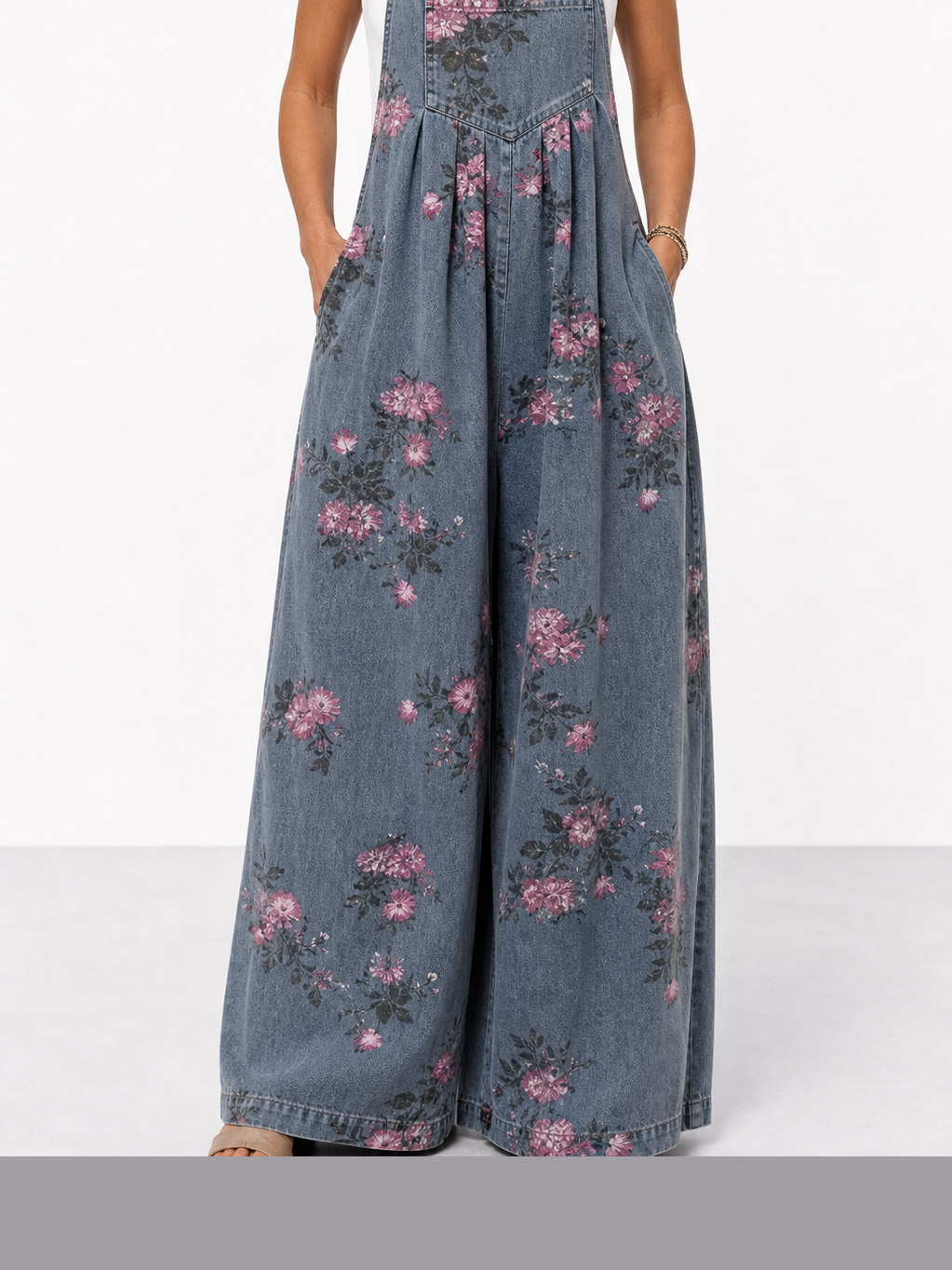 Elena | Peto vaquero floral de corte amplio