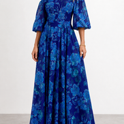 Luna | Vestido largo floral con hombros descubiertos