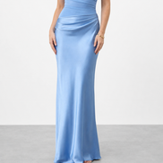 Luna | Vestido largo de satén con abertura