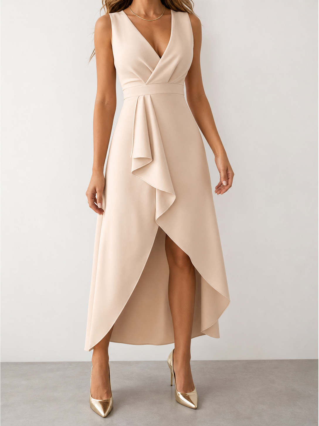 Carlota | Vestido midi cruzado con escote en V