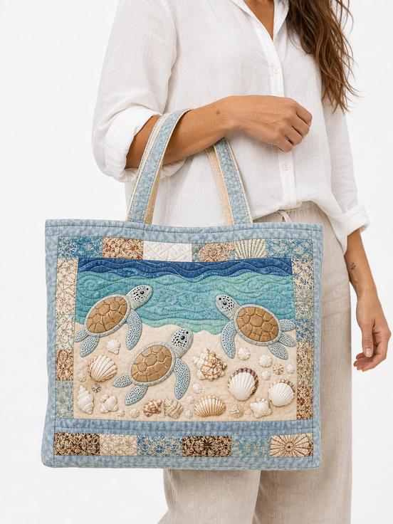 Alicia | Bolso artesanal acolchado con estampado de tortugas