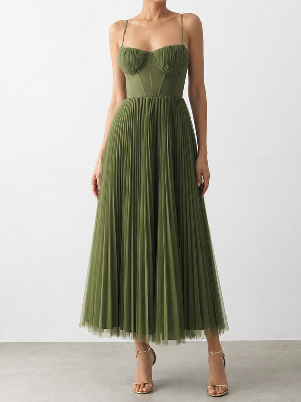 Carla | Vestido largo de tul drapeado