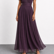 Elena | Vestido largo con cintura fruncida y escote lágrima
