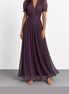 Elena | Vestido largo con cintura fruncida y escote lágrima