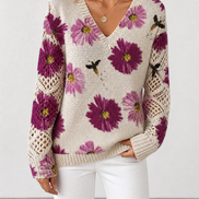 Aurora | Jersey de punto floral con escote en V