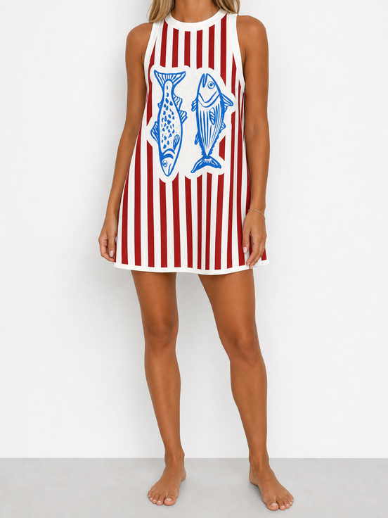 Adelina | Vestido corto de lino estampado
