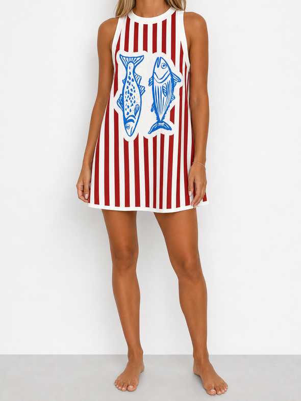 Adelina | Vestido corto de lino estampado