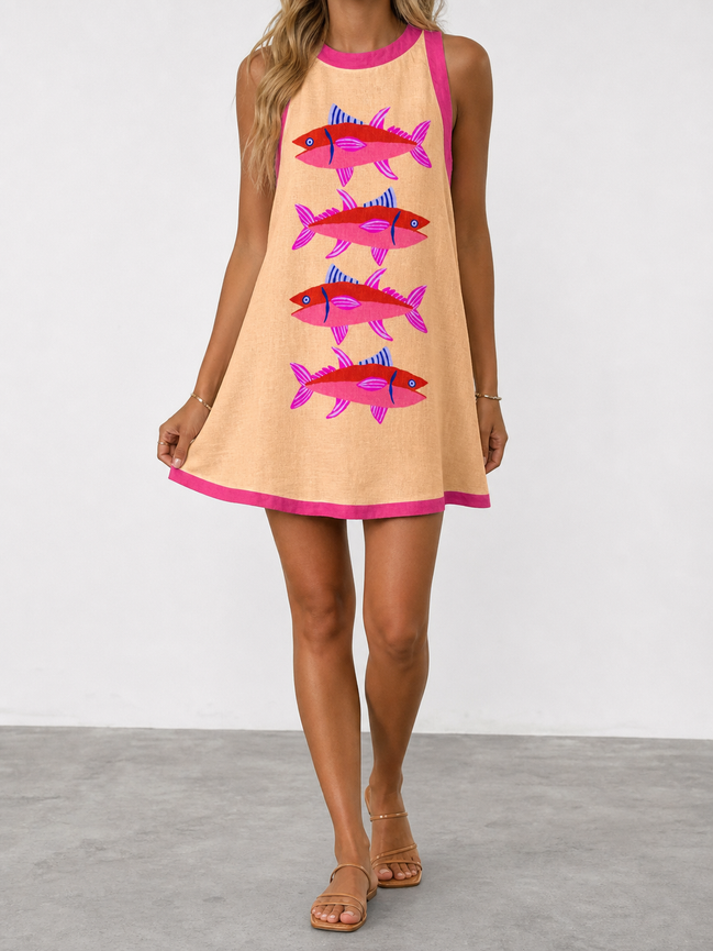 Bruna | Minivestido de lino estampado