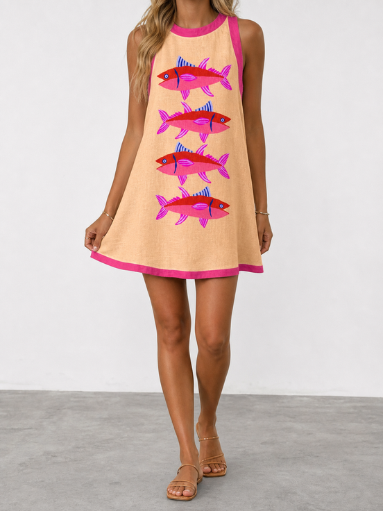 Bruna | Minivestido de lino estampado
