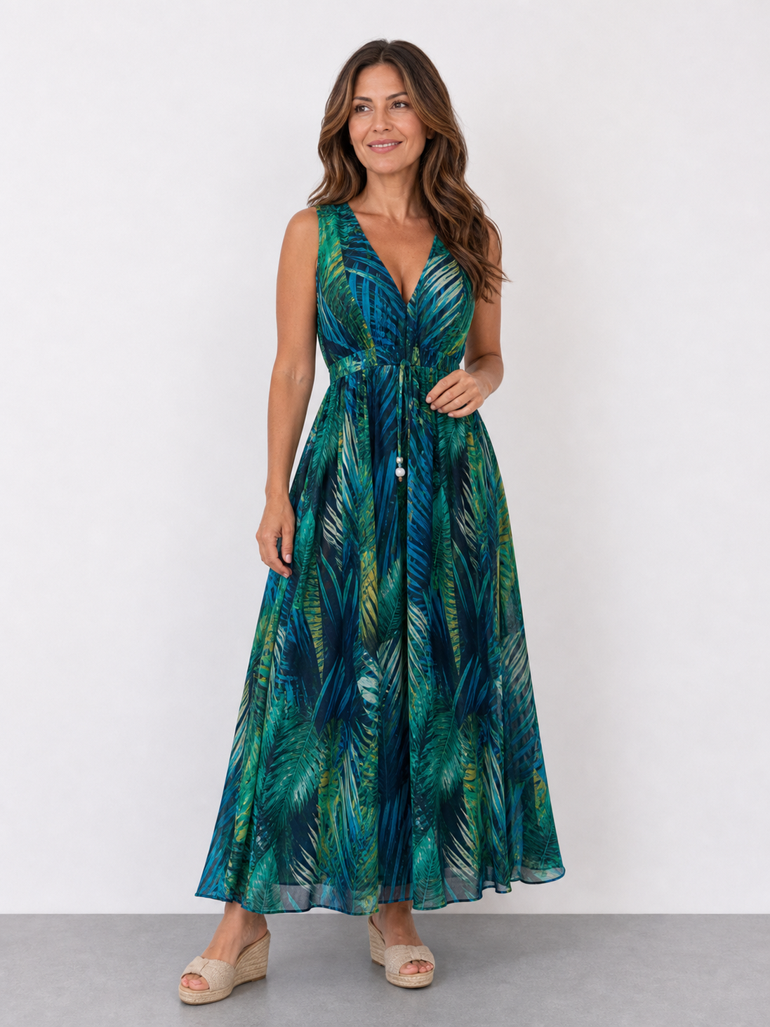 Zaida | Vestido midi sin mangas con cintura imperio