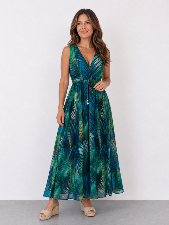 Zaida | Vestido midi sin mangas con cintura imperio