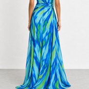 Mia | Vestido largo drapeado de estampado vibrante