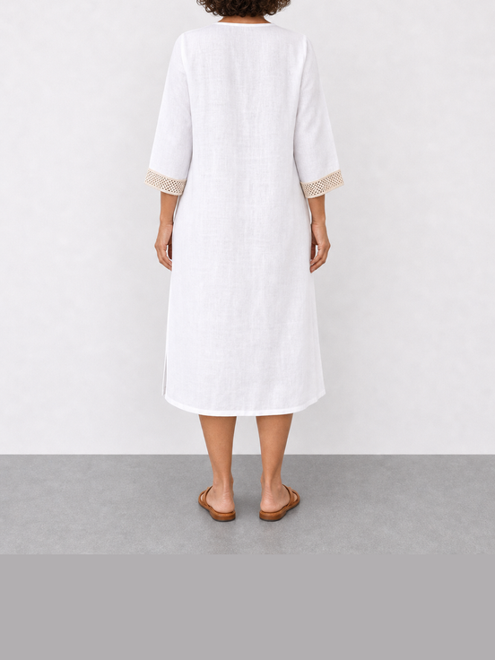 Elena | Vestido midi de manga tres cuartos con escote en V