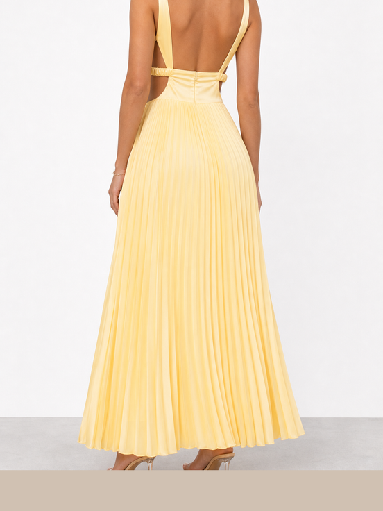 Malena | Vestido largo plisado con escote en V