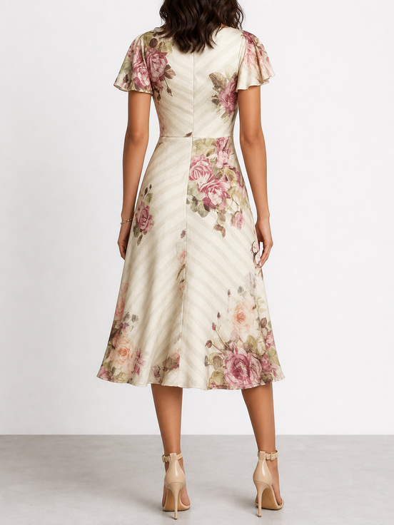 Camila | Vestido midi floral drapeado