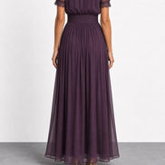 Elena | Vestido largo con cintura fruncida y escote lágrima