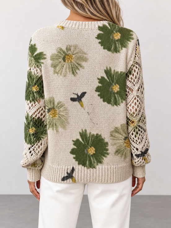 Aurora | Jersey de punto floral con escote en V