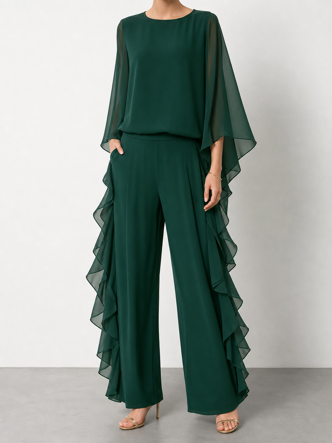 Aurora | Conjunto elegante de chifón con volantes