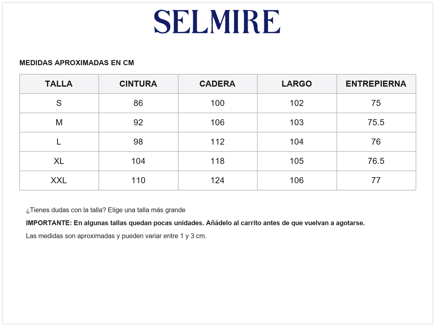 Guía de tallas de Gregorio | Vaqueros cómodos de estilo casual
