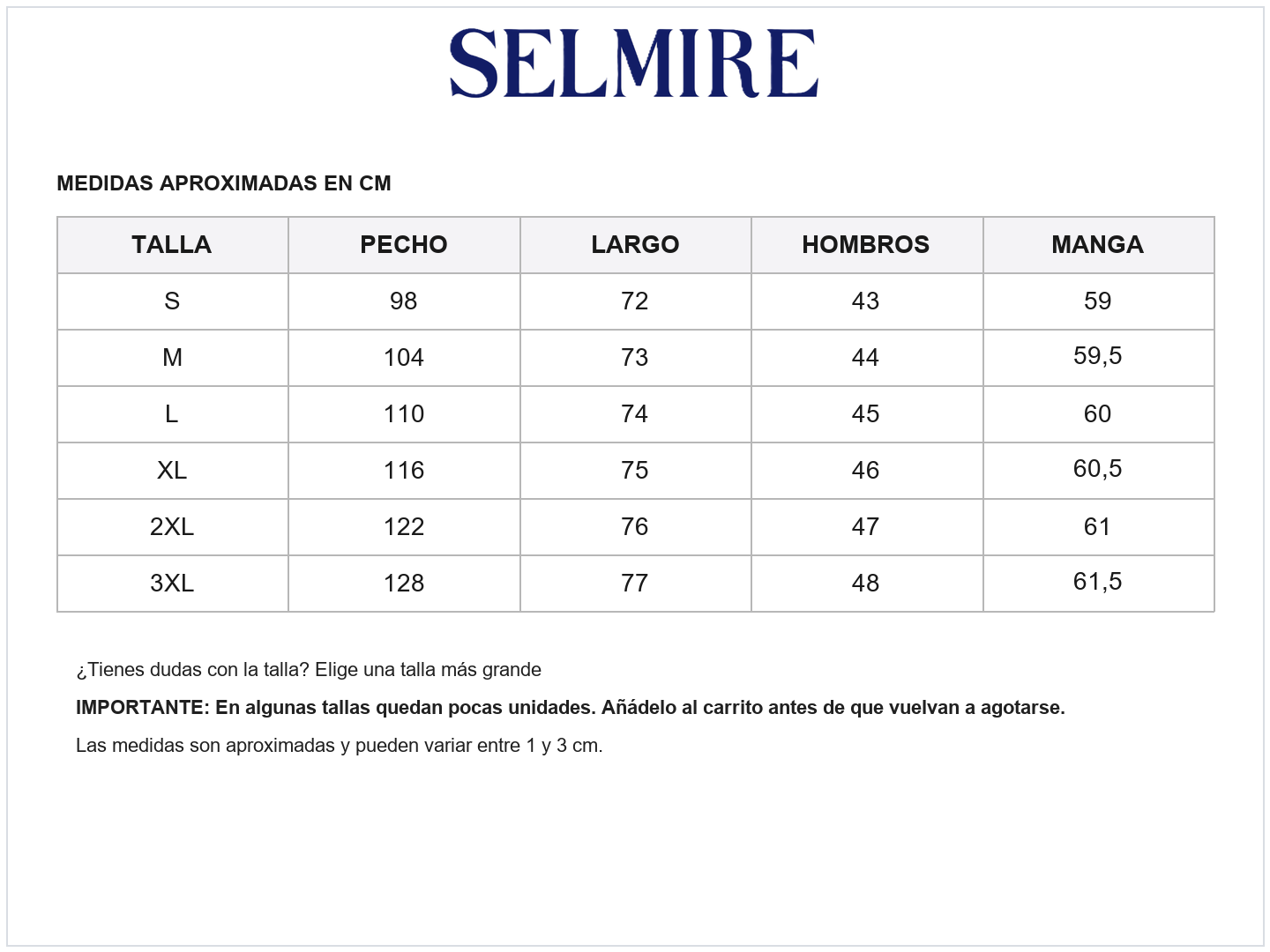 Guía de tallas de Enrique | Chaqueta elegante de pana