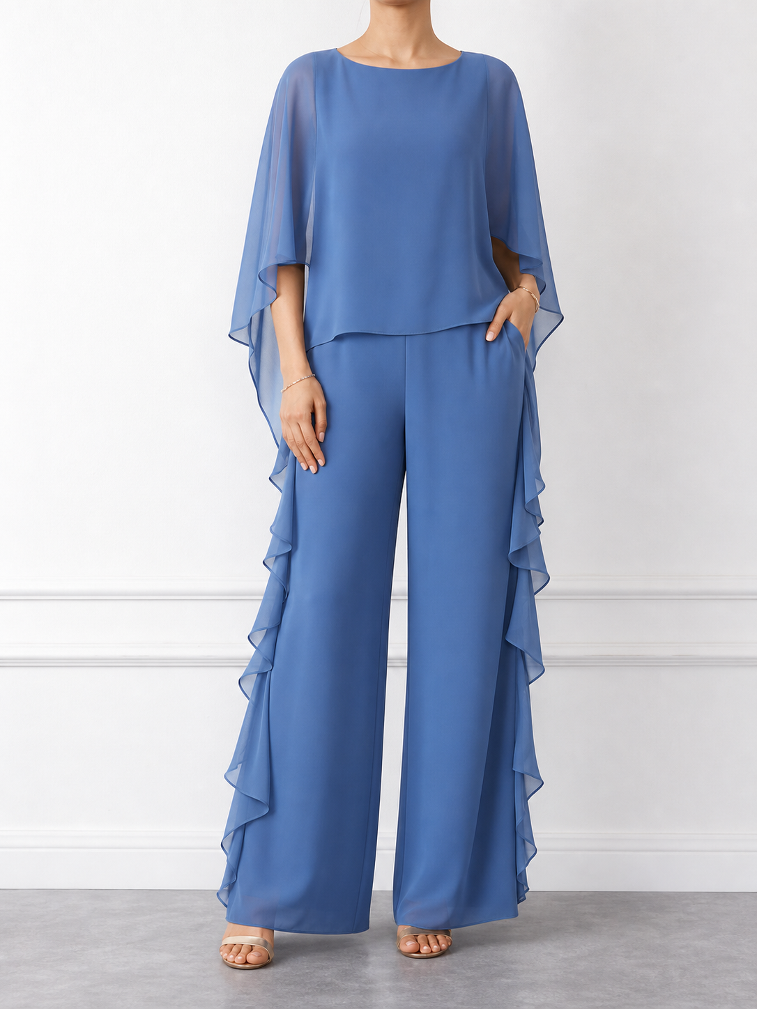 Aurora | Conjunto elegante de chifón con volantes