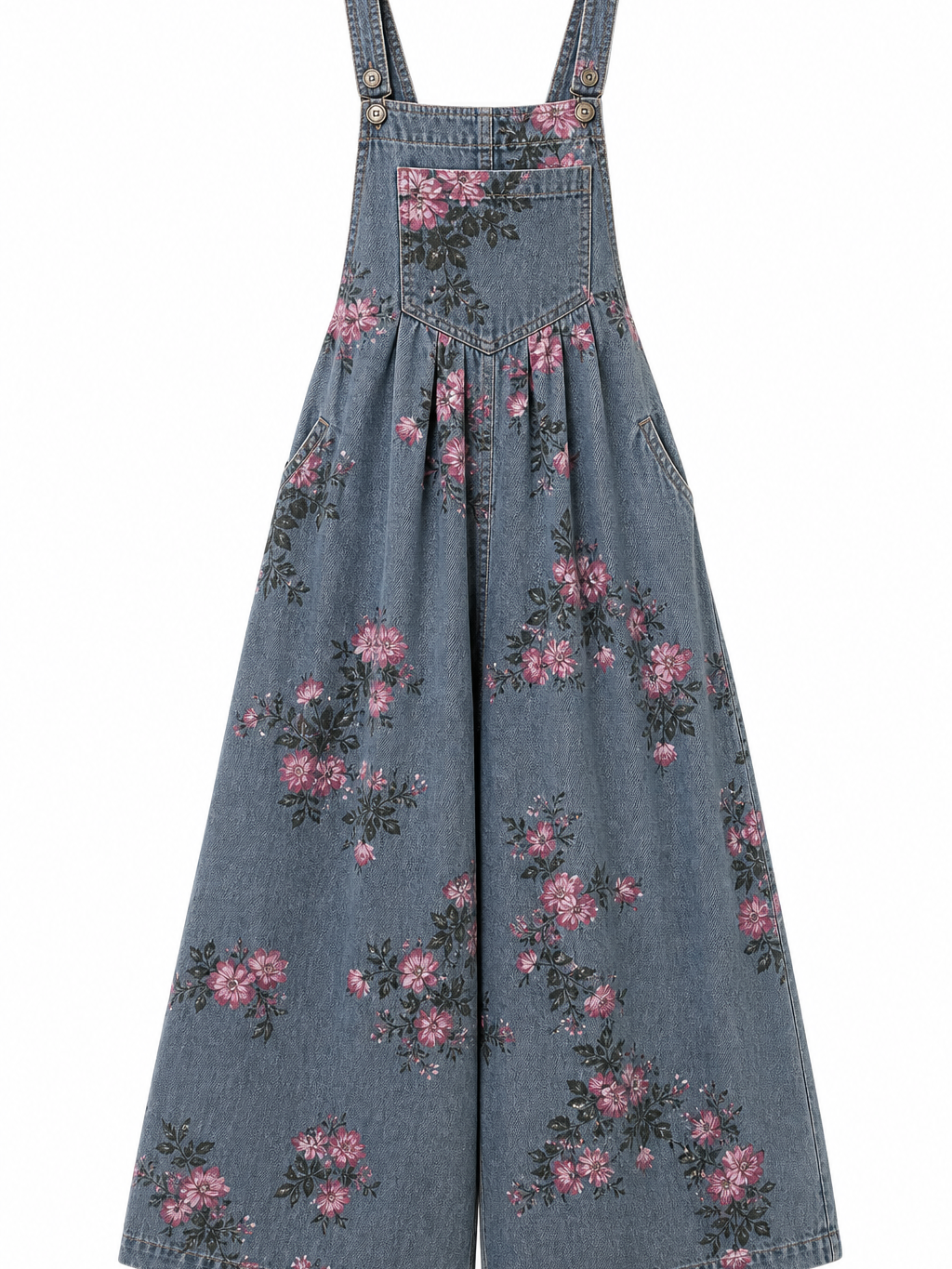 Elena | Peto vaquero floral de corte amplio