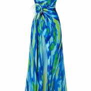 Mia | Vestido largo drapeado de estampado vibrante