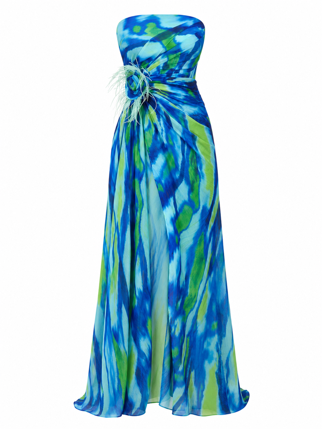 Mia | Vestido largo drapeado de estampado vibrante