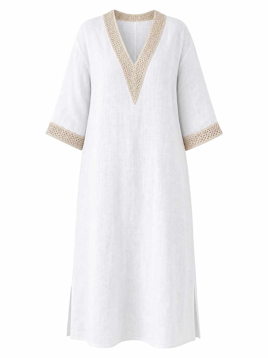 Elena | Vestido midi de manga tres cuartos con escote en V