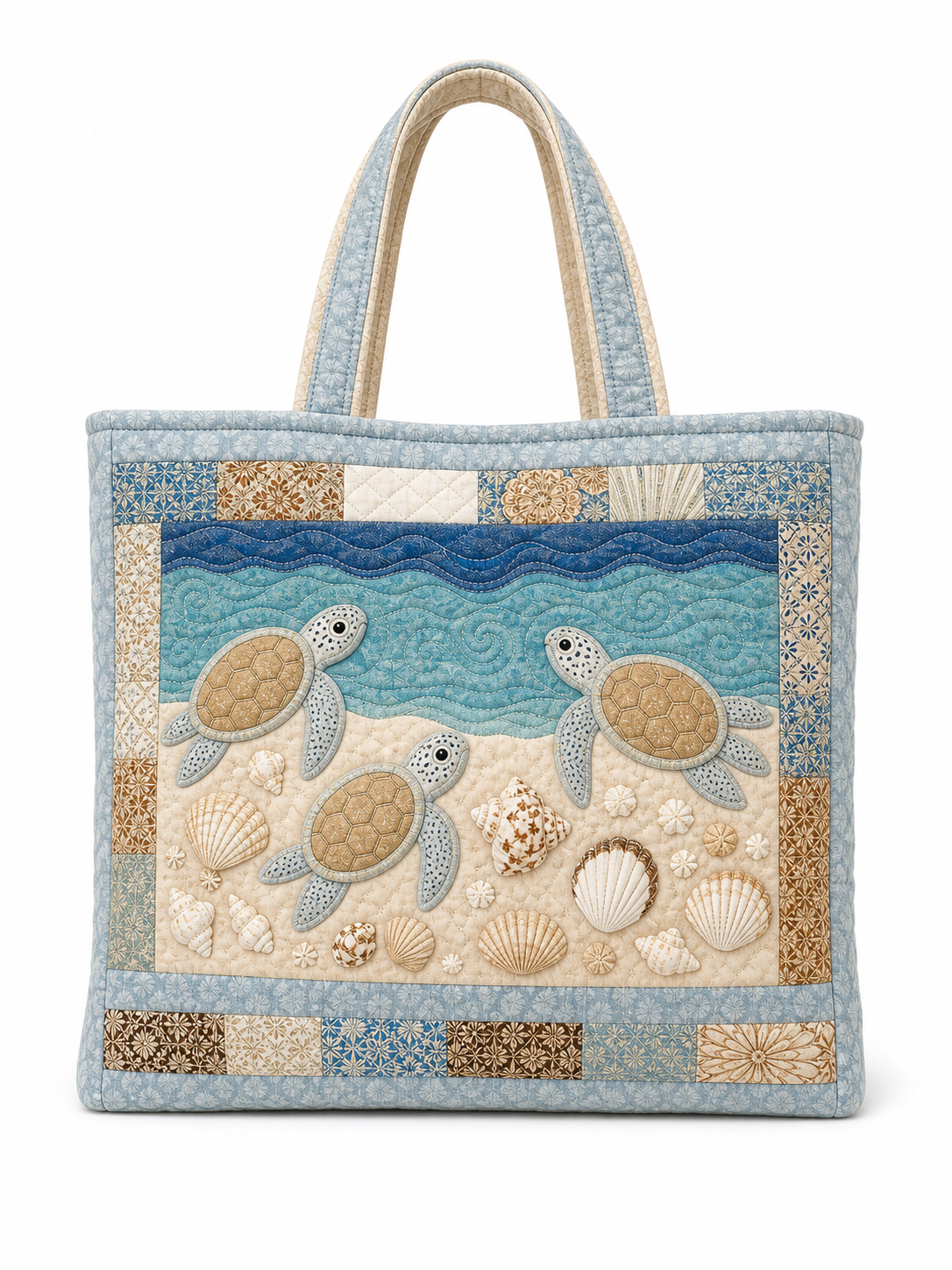 Alicia | Bolso artesanal acolchado con estampado de tortugas