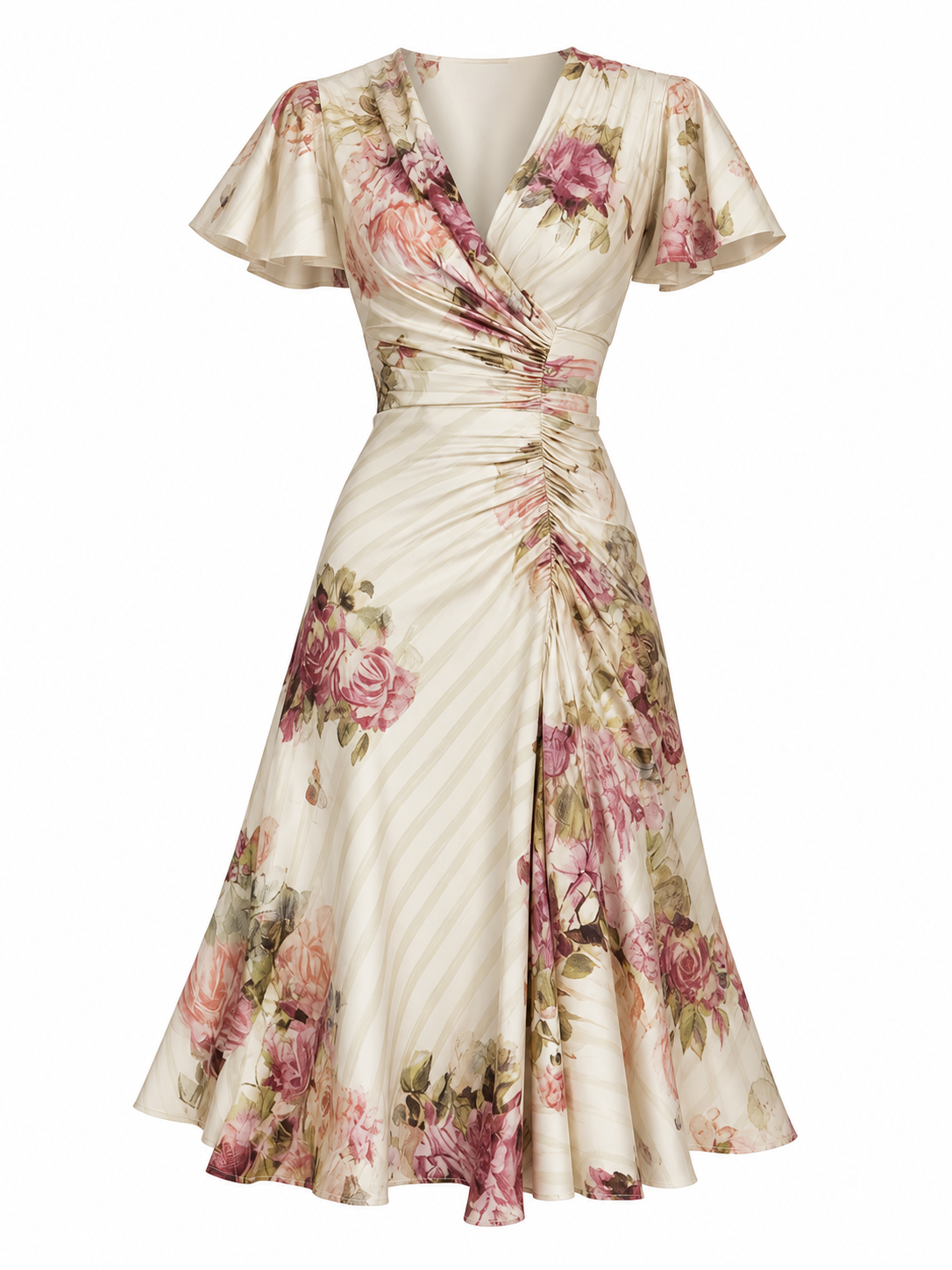 Camila | Vestido midi floral drapeado