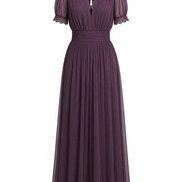 Elena | Vestido largo con cintura fruncida y escote lágrima