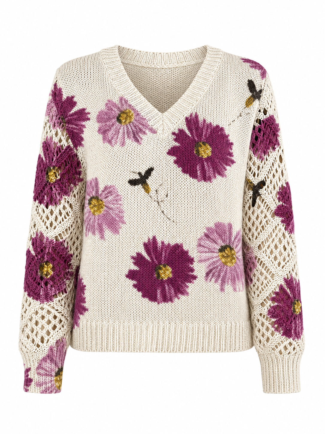 Aurora | Jersey de punto floral con escote en V