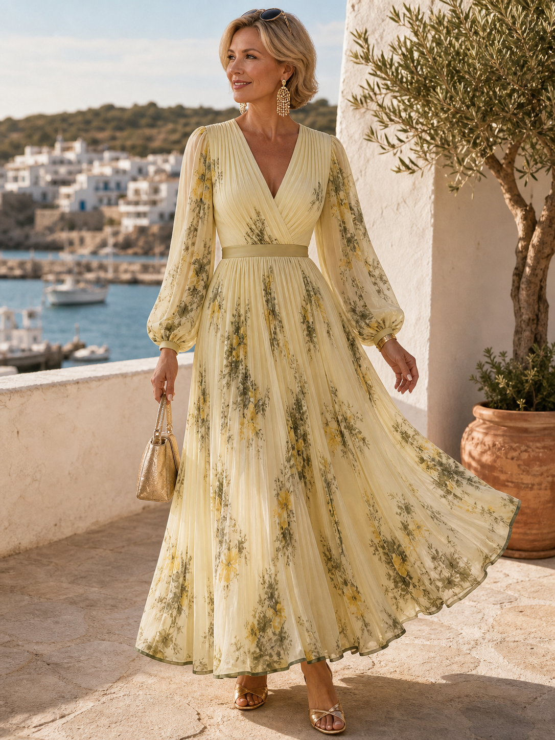 Rocío | Elegante vestido largo plisado