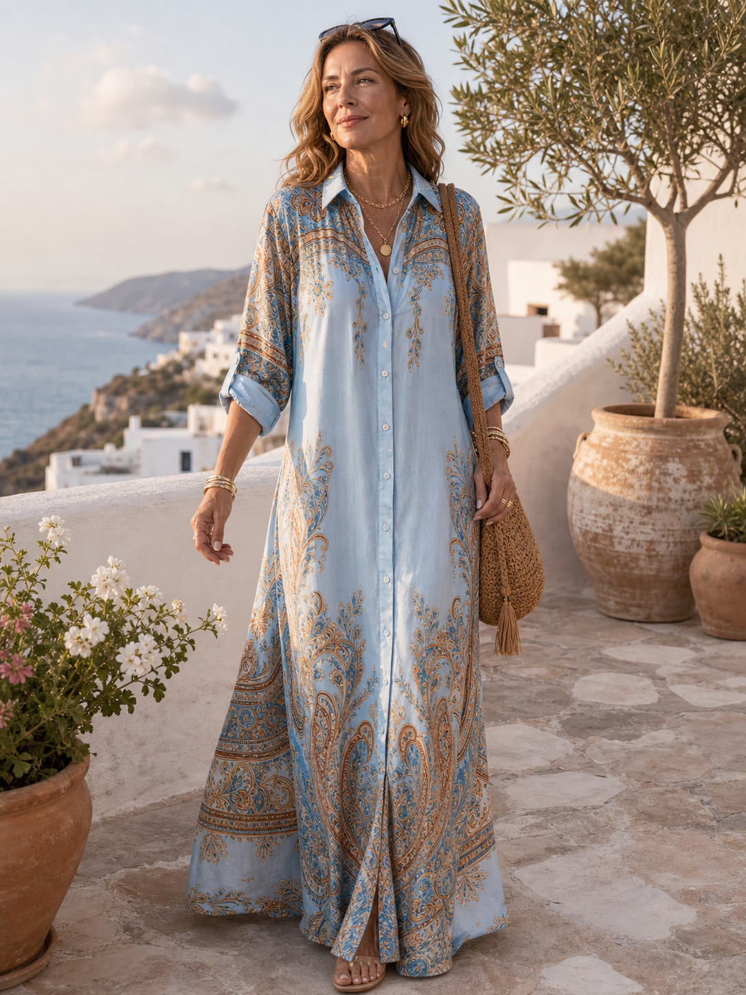 Serena | Vestido camisero mediterráneo