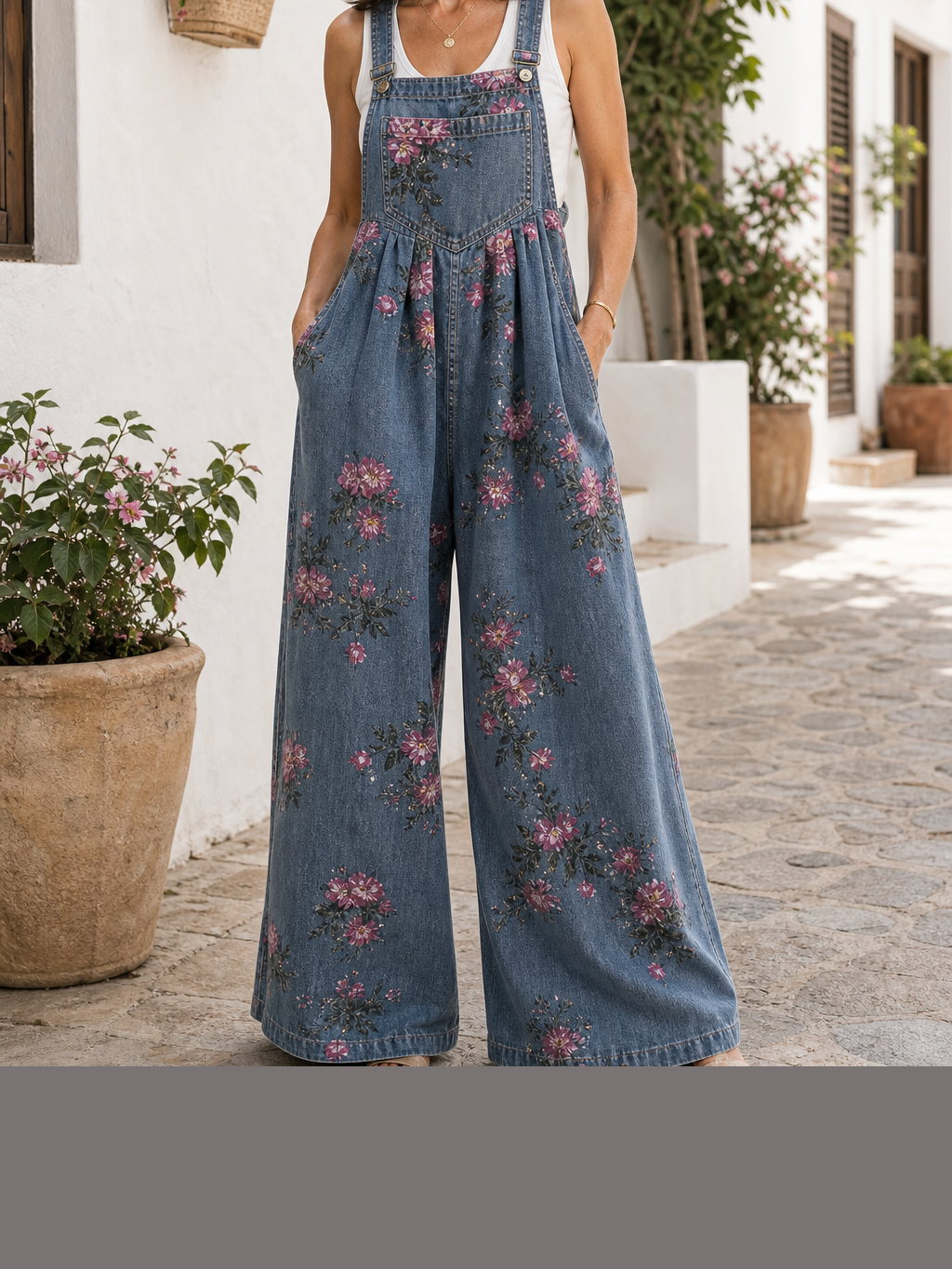 Elena | Peto vaquero floral de corte amplio
