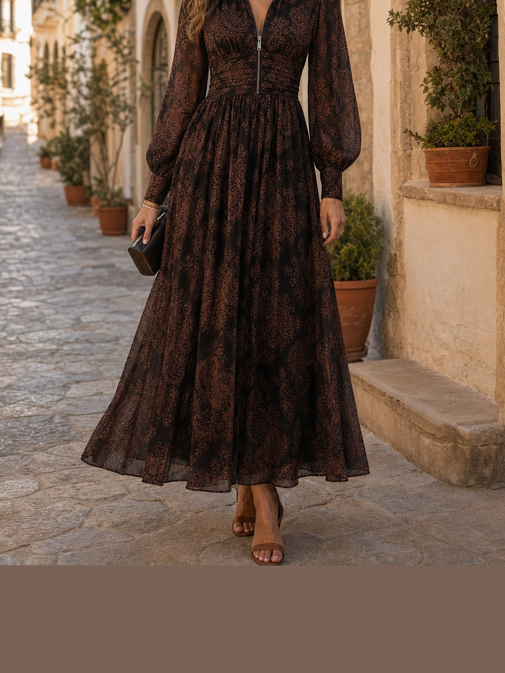 Irene | Vestido largo con estampado vintage elegante