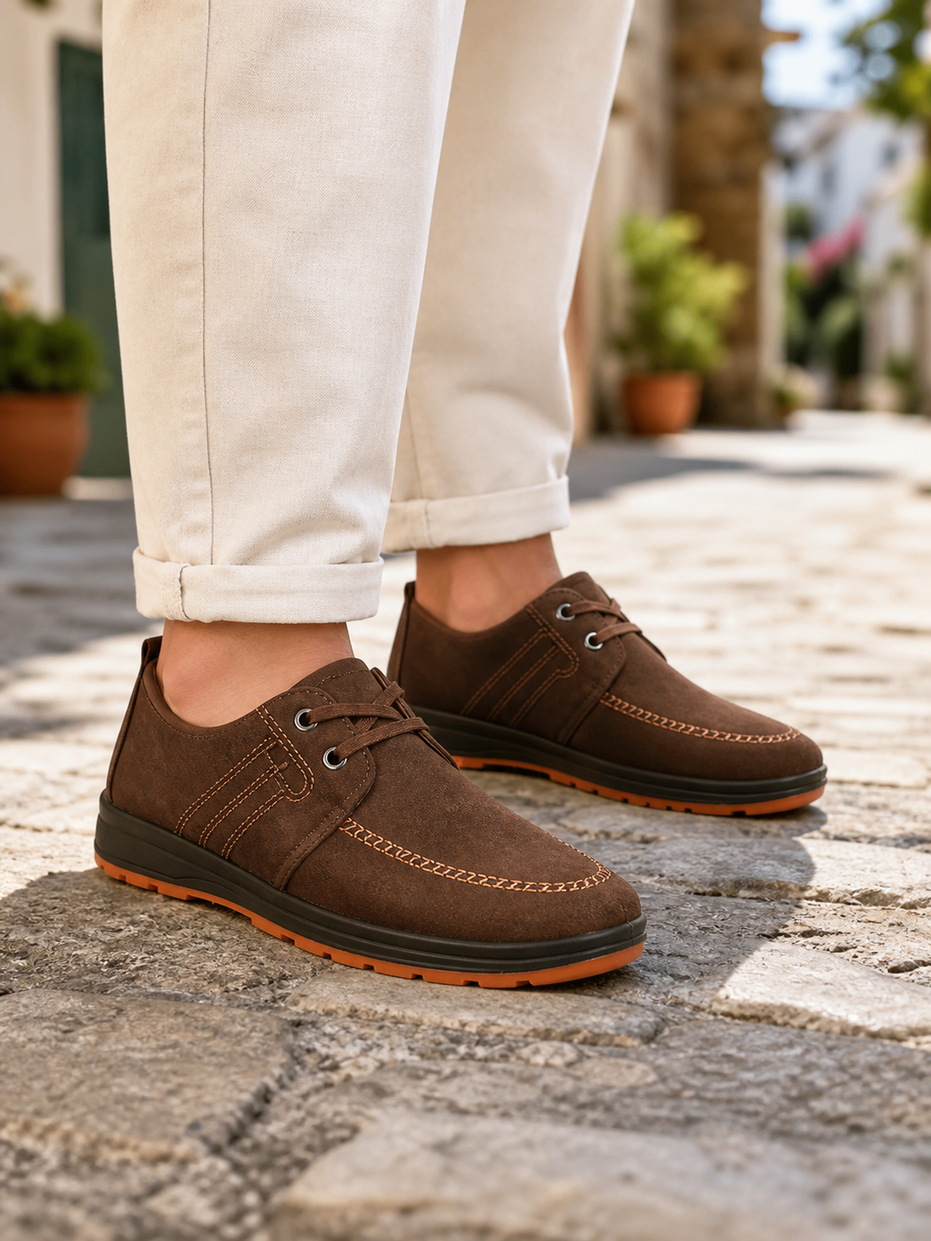 Benito | Zapatos de ante con costuras para hombre