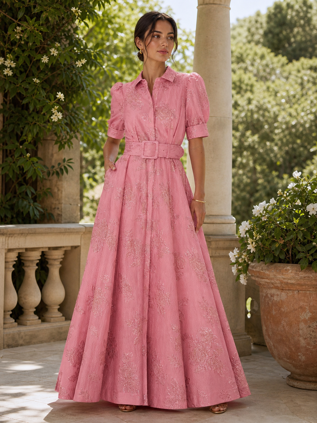 Aria | Vestido con mangas cortas abullonadas