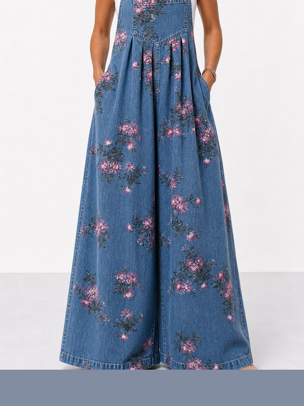Elena | Peto vaquero floral de corte amplio