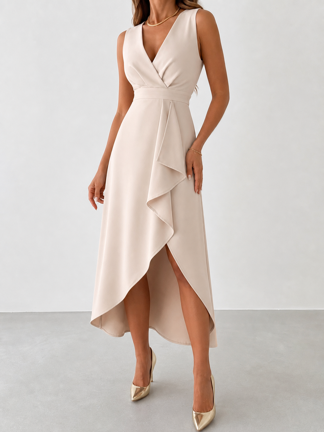Carlota | Vestido midi cruzado con escote en V
