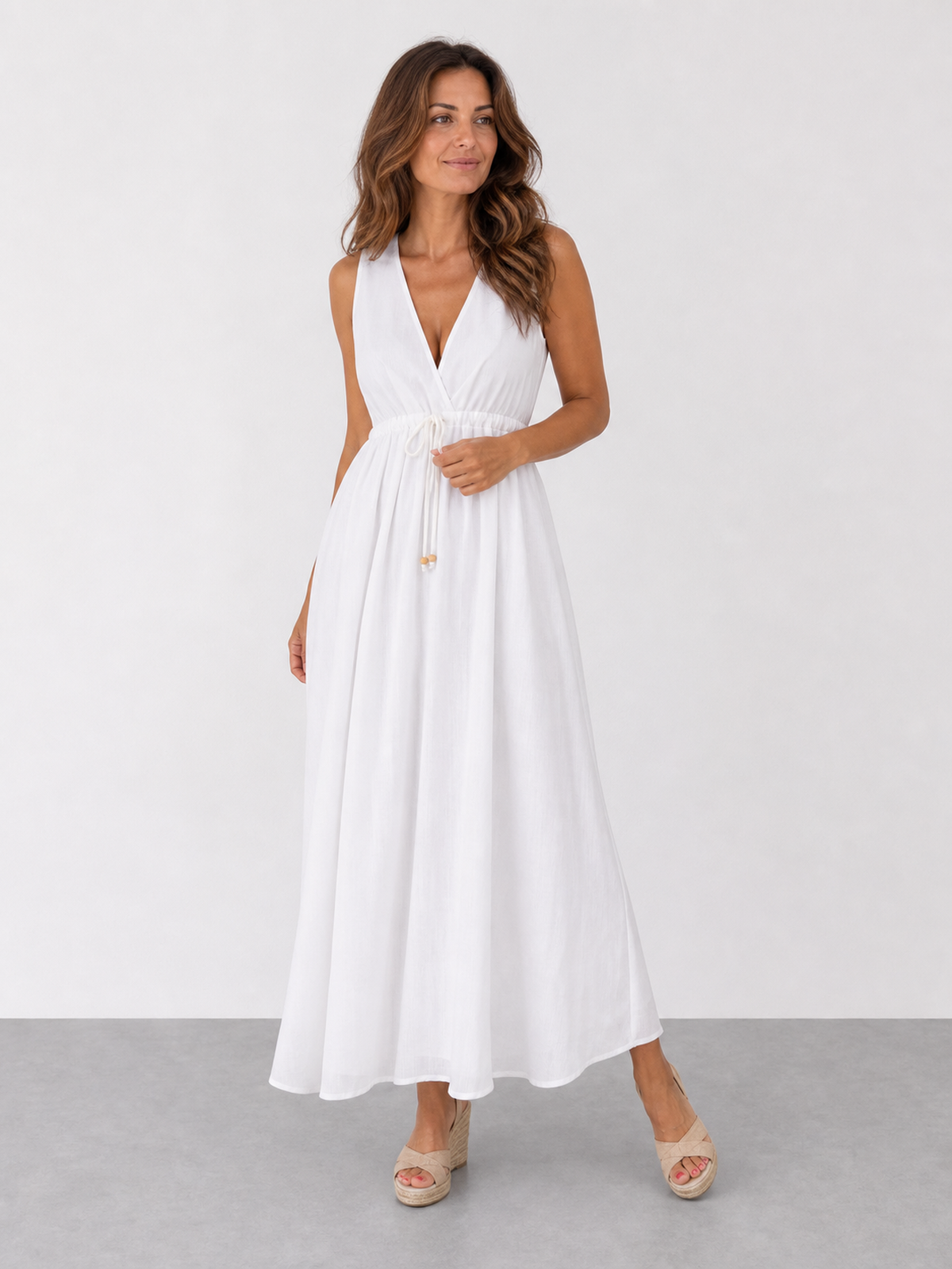 Zaida | Vestido midi sin mangas con cintura imperio