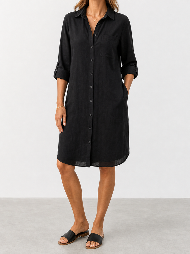 Celia | Vestido camisero de manga larga con cuello y botones