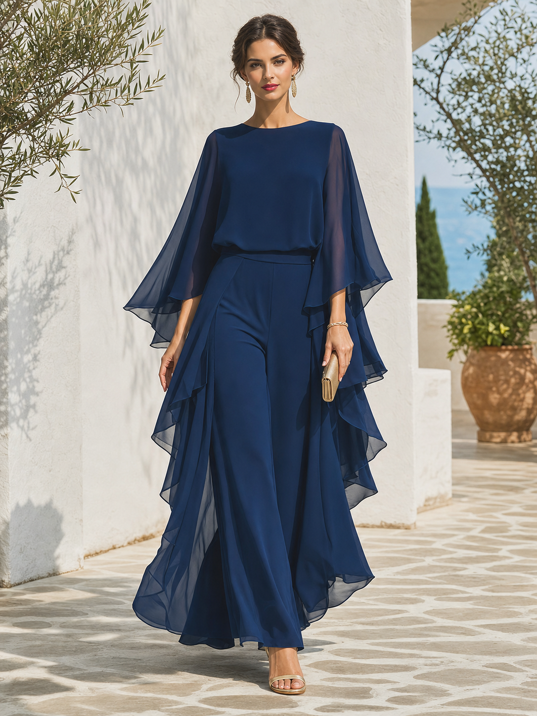 Aurora | Conjunto elegante de chifón con volantes