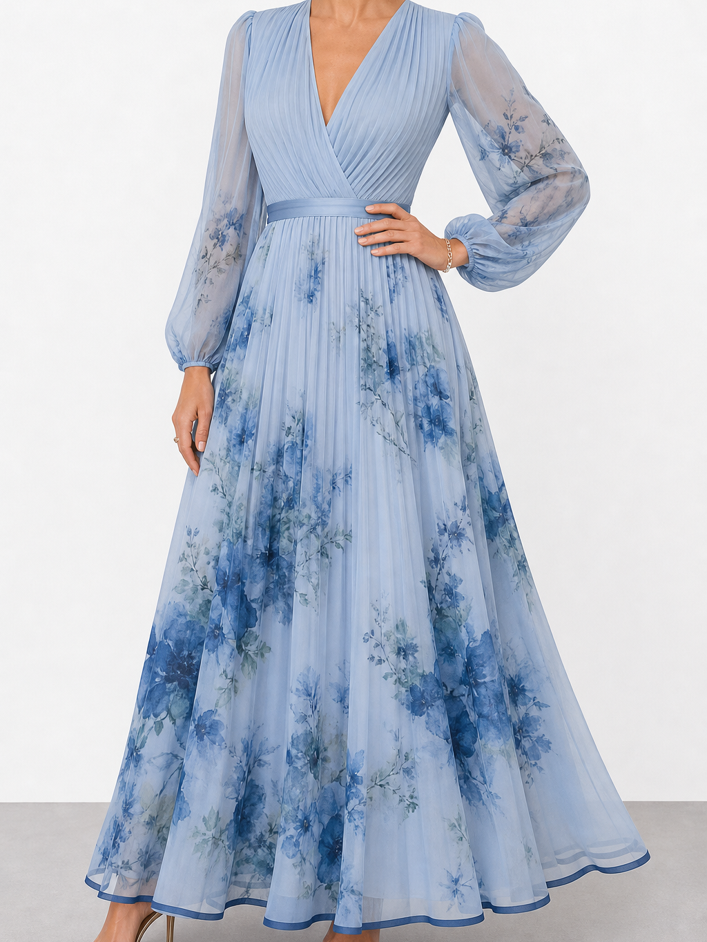 Rocío | Elegante vestido largo plisado