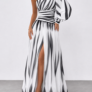 Azahara | Vestido largo de rayas con hombro descubierto