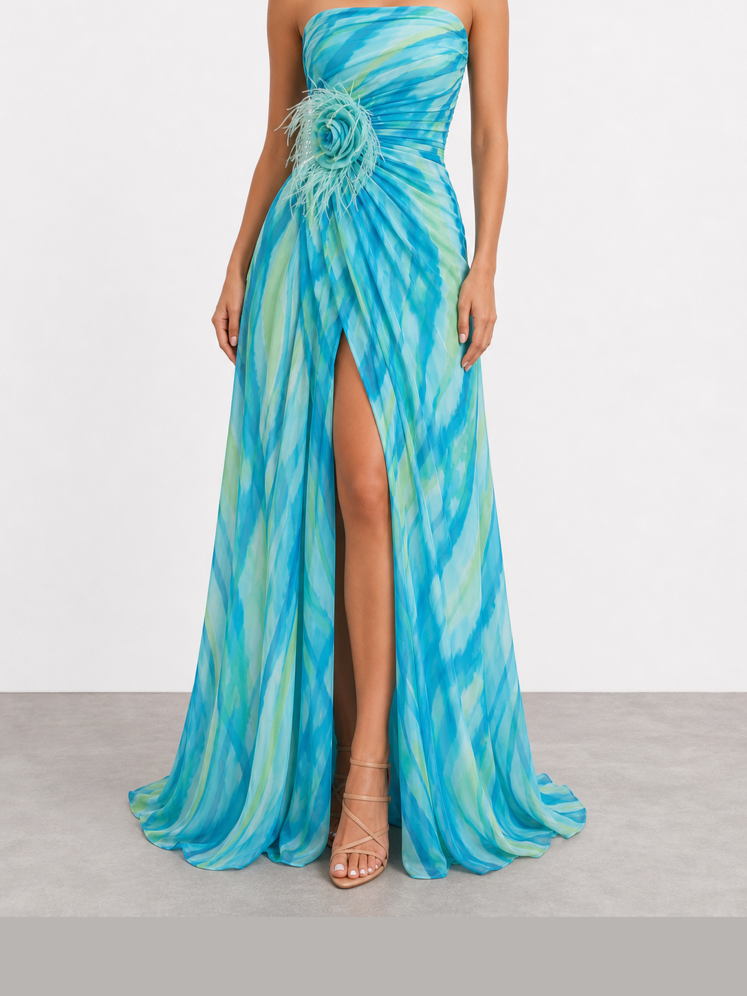 Mia | Vestido largo drapeado de estampado vibrante