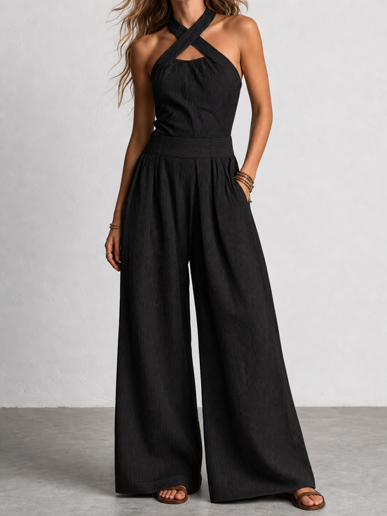 Blanca | Conjunto de lino y algodón con un elegante escote cruzado