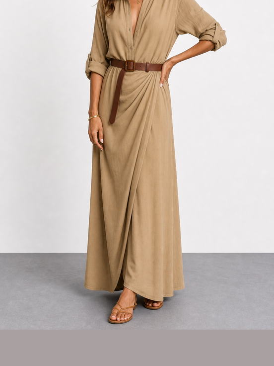 Clara | Vestido largo drapeado